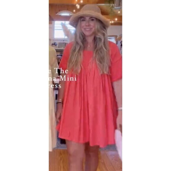 FREE PEOPLE Catalina Mixed Media Minidress in Radiant Watermelon Size X-Small - Picture 11 of 16